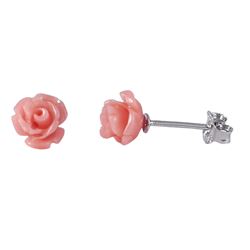 Pink 6Mm Flower, Sterling Silver Post Stud Earrings