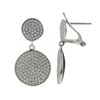 Image 1 : Sterling Silver Post Clip Earrings, Double Circle With White CZ Pave, -1.02