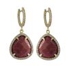 Image 1 : Rhodonite(Pink) Semi Precious Stone, With CZ Border, On Gold Plated Sterling Silver  Lever Back Earr