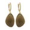 Image 1 : Smoky Quartz Semi Precious Faceted Stone, With CZ Border, On Gold Plated Sterling Silver Lever Back 