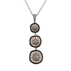 Rose & Black Over Sterling Silver Three Circle Pendant -2.18