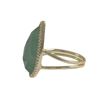 Image 2 : Green Jade Semi Precious 13X20 Faceted Teardrop Stone, Gold Plated Sterling Silver CZ Adjustable Rin