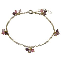 Amy Combination 4Mm Swarovski Beads On Gold Plated Brass Chain Bracelet, 5" 1"
