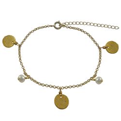 Gold Disc-Pearl Brac