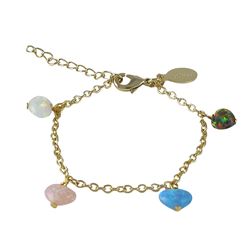 Opal 6X8 Hearts Bracelet (Brass) Assorted Colors-5