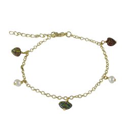 Opal 6X8 Heart And 6Mm Fresh Water Pearl Bracelet (Brass) Assorted Colors-5