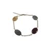 Image 1 : Labradorite(Grey) And Poppy Jasper Combination Semi Precious Stones On Gold Tone Brass Bracelet -7