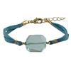 Image 1 : Aqua Semi Precious Stone On Turquoise Suede Chain Bracelet, 7" 1"