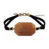 Image 1 : Peach Semi Precious Stone On Turquoise Suede Chain Bracelet, 7" 1"