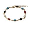 Image 1 : Multi Color Enamel, Gold Plated Brass Bracelet, 5" 1"