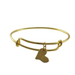 Gold Plated Brass Adjustable Bracelet With HEART Charm