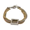 Image 1 : Tri Colored Mesh Brass Bracelet. With Square CZ Design 7.25