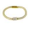 Image 1 : Gold Color Mesh With Beads Bracelet. 3 Round Rondells With White Czs.-7