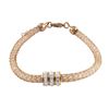 Image 1 : Rose Color Mesh With Beads Bracelet. 3 Round Rondells With White Czs.