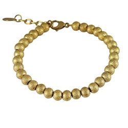 Stainless Steel Gold 5Mm Laser Ball Bracelet, 6.75