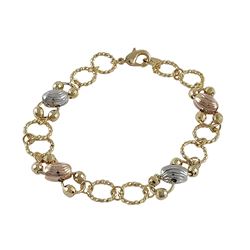 Brass Tri Color Link Chain Bracelet-7.5