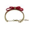 Image 2 : Red Bow On Red Enamel Gold Plated Brass Bangle Bracelet, 5.5" 2"