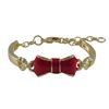 Image 1 : Red Enamel Bow, Gold Plated Brass Bangle Bracelet, 4&Quot; 1&Quot;