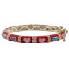 Image 1 : Red Enamel, Multi Color Hearts-Gold Plated Brass Bangle