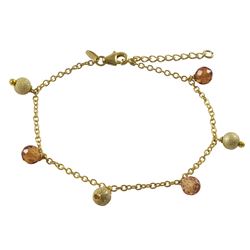 Gold Plated Lazer Ball CZ Bracelet