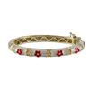 Image 2 : White Enamel, Red Flower- Gold Plated Brass Bangle