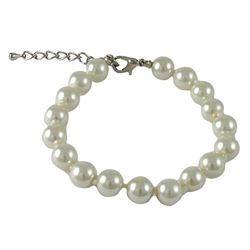 White 8Mm Glass Pearl Bracelet, 7 1"