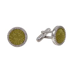 Sterling Silver Round 16Mm Circle, Champagne Druzy Cufflinks