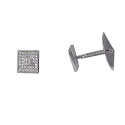 Sterling Silver Square White CZ Cufflink