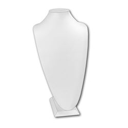 Extra Tall Necklace Display, White Leatherette. Stunning Necklace Display. Measures 8 1/4" X 6 3/4" 