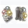 Image 1 : Sterling Silver-CZ Pearl Cluster Clip On