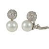 Image 1 : Sterling Silver-CZ Pearl Clip Earrings Shell Pearl
