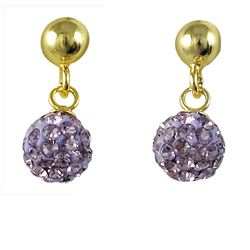 Sterling Silver-GD Crystal Ball Earrings