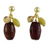 Image 1 : Fire Agate Semi Precious Stone Gold Filled Post Earrings-0.87"
