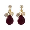 Image 1 : Garnet Combination Semi Precious Stones On Gold Plated Sterling Silver Post Earrings-0.87