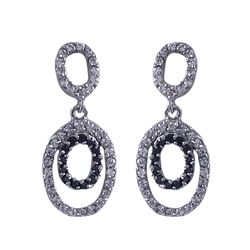 Sterling Silver Black And White CZ Earrings