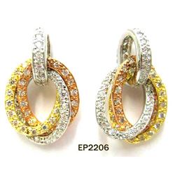 Tri CZ Ovals Earring