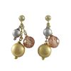 Image 1 : Gold Colored Sterling Silver Post Earrings With Matte Lazer Balls & Champ. CZ