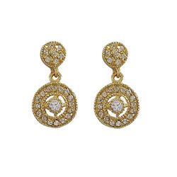 Sterling Silver Gold Plated CZ Circles Earrings