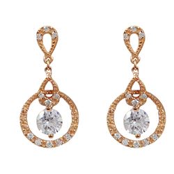 Sterling Silver-RS-Wht CZ Earrings