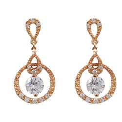 Sterling Silver-RS-Wht CZ Earrings