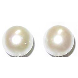 White 10Mm Round Glass Pearl Post Stud Earrings