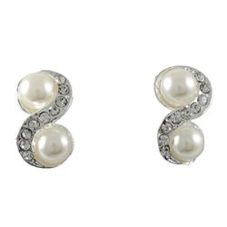 Pearl Rhinestone Post Earrings-0.75