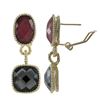 Image 1 : Gold Plated Brass Omega Clip Earrings In Dark Red & Grey Color