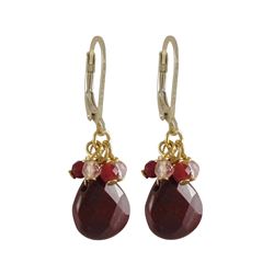 Red Jasper Semi Precious Stones On Gold Filled Lever Back Earrings-1.42