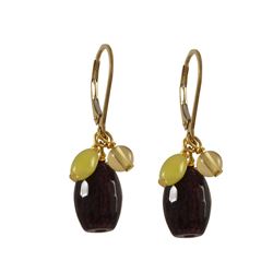 Fire Agate Combination Semi Precious Stone On Gold Plated Sterling Silver Lever Back Earrings-1.25"