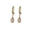 Image 1 : Champagne 6X9 Teardrop CZ On Gold Tone Brass Lever Back With Crystal Earrings- 1.08