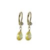 Image 1 : Citrine 6X9 Teardrop CZ On Gold Tone Brass Lever Back With Crystal Earrings- 1.08