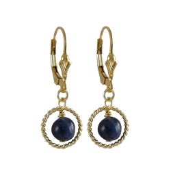 Sodalite(Blue) 6Mm Semi Precious Ball In 10Mm Braided Ring, On Gold Filled Lever Back Earrings, 1.18