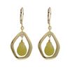 Image 1 : Olive Jade Semi Precious Teardrop Stone In Gold Plated Sterling Silver Open Pentagon Shape CZ Lever 