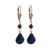 Image 1 : Lapis 9.5X11mm Teardrop And Poppy Jasper 4Mm Ball Semi Precious Stones On Gold Filled Lever Back Ear